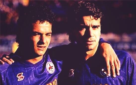 Roberto Baggio e Stefano Borgonovo insieme a Firenze. Twitter